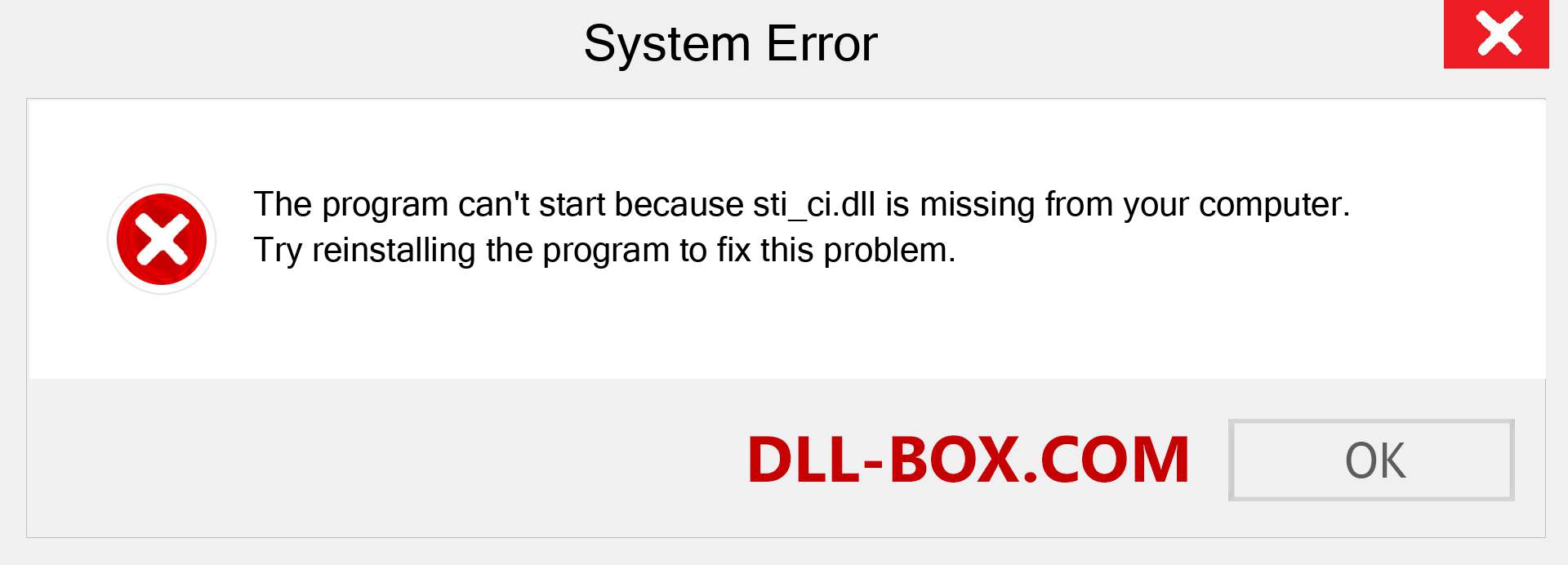  sti_ci.dll file is missing?. Download for Windows 7, 8, 10 - Fix  sti_ci dll Missing Error on Windows, photos, images